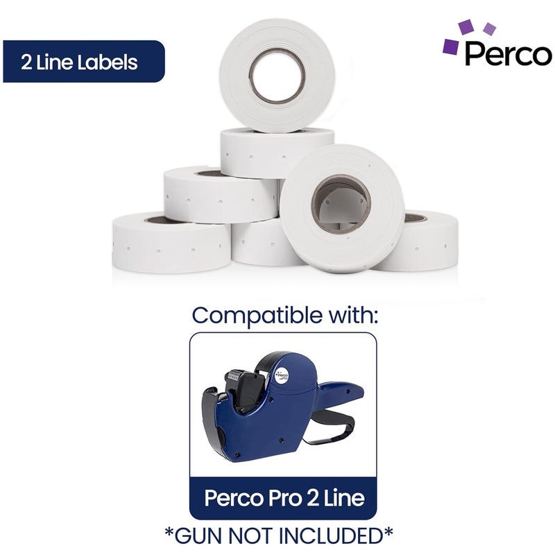 Perco 2 Line White Labels - 8 Rolls, 1 Sleeve, 6,000 Blank Price and Date Gun Labels for Perco 2 Line Price and Date Guns - Made in USA - Image 2